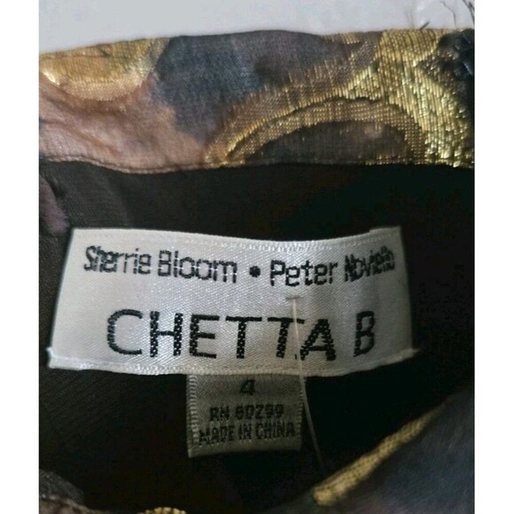 Vintage Chetta B Tiered Long Gown Women's 4 Brown Gold Silk Formal Y2k - Picture 4 of 9